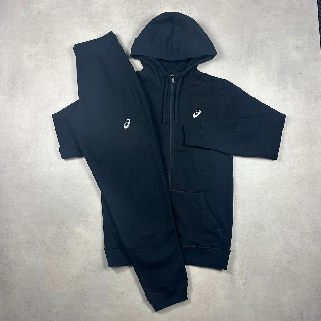 Asics Black Icon Jacket & Black Icon Joggers Tracksuit