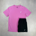 Asics Bubblegum Core T-Shirt & Black Core Shorts Duo Set