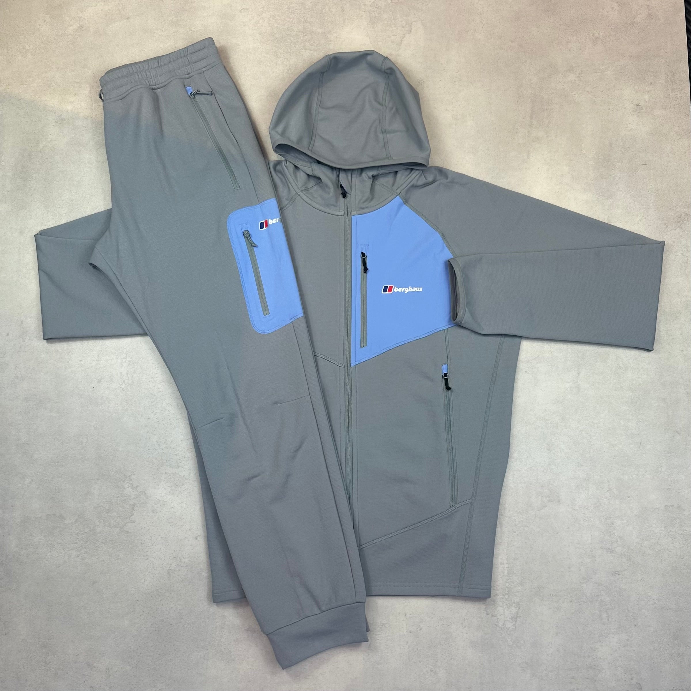 Berghaus Grey/Blue Pavey Jacket & Grey/Blue Pavey Pants Tracksuit