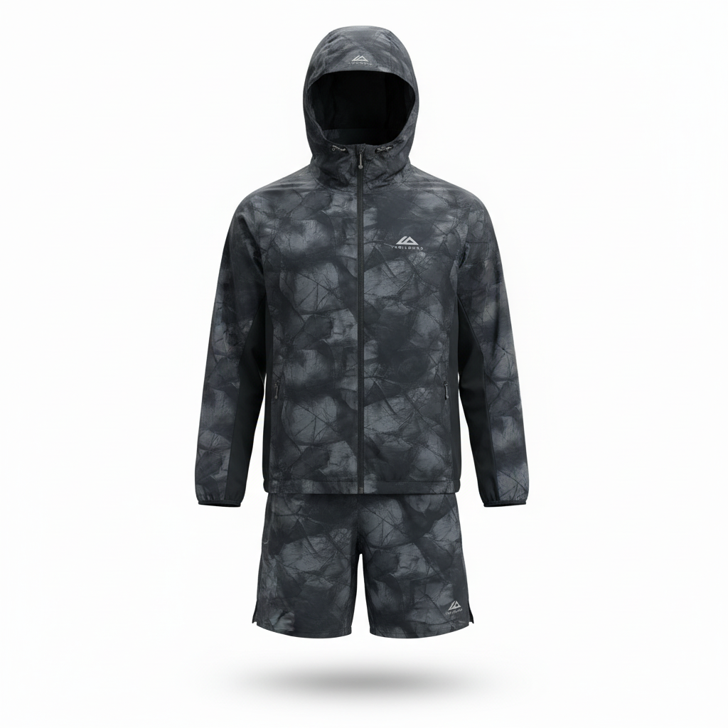 Trailberg Graphite Grey/Ice Windbreaker, T-Shirt & Shorts Trio Set