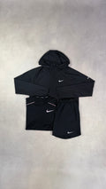 Nike Black Windrunner, Black Miler T-Shirt & Black Challenger Shorts Trio