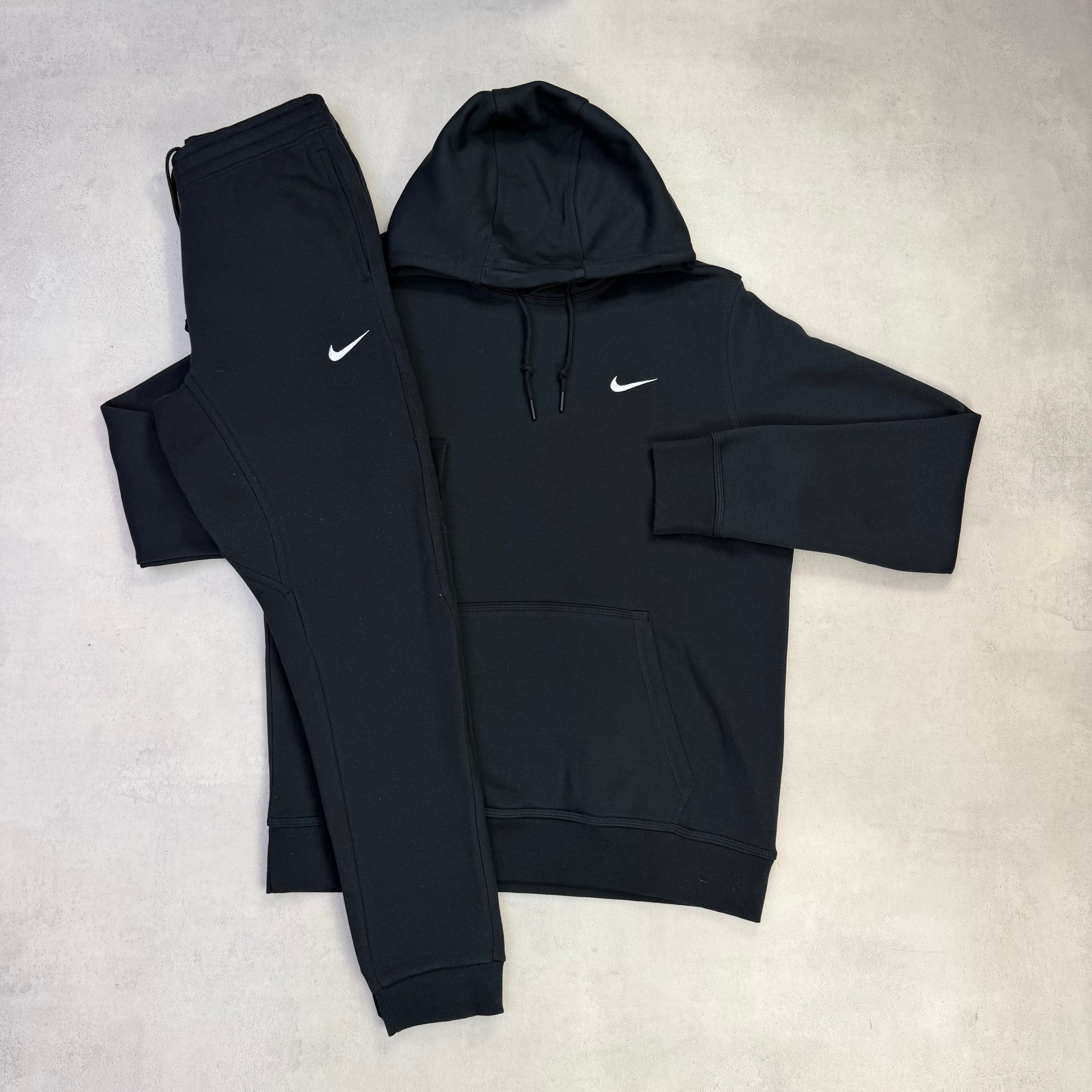 Nike Black Swoosh Jumper & Black Swoosh Pants Tracksuit