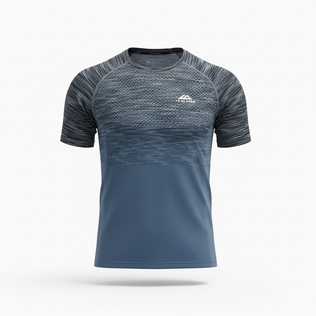 Trailberg Striped Apex T-Shirt - Denim/Ombre Blue/Salute White