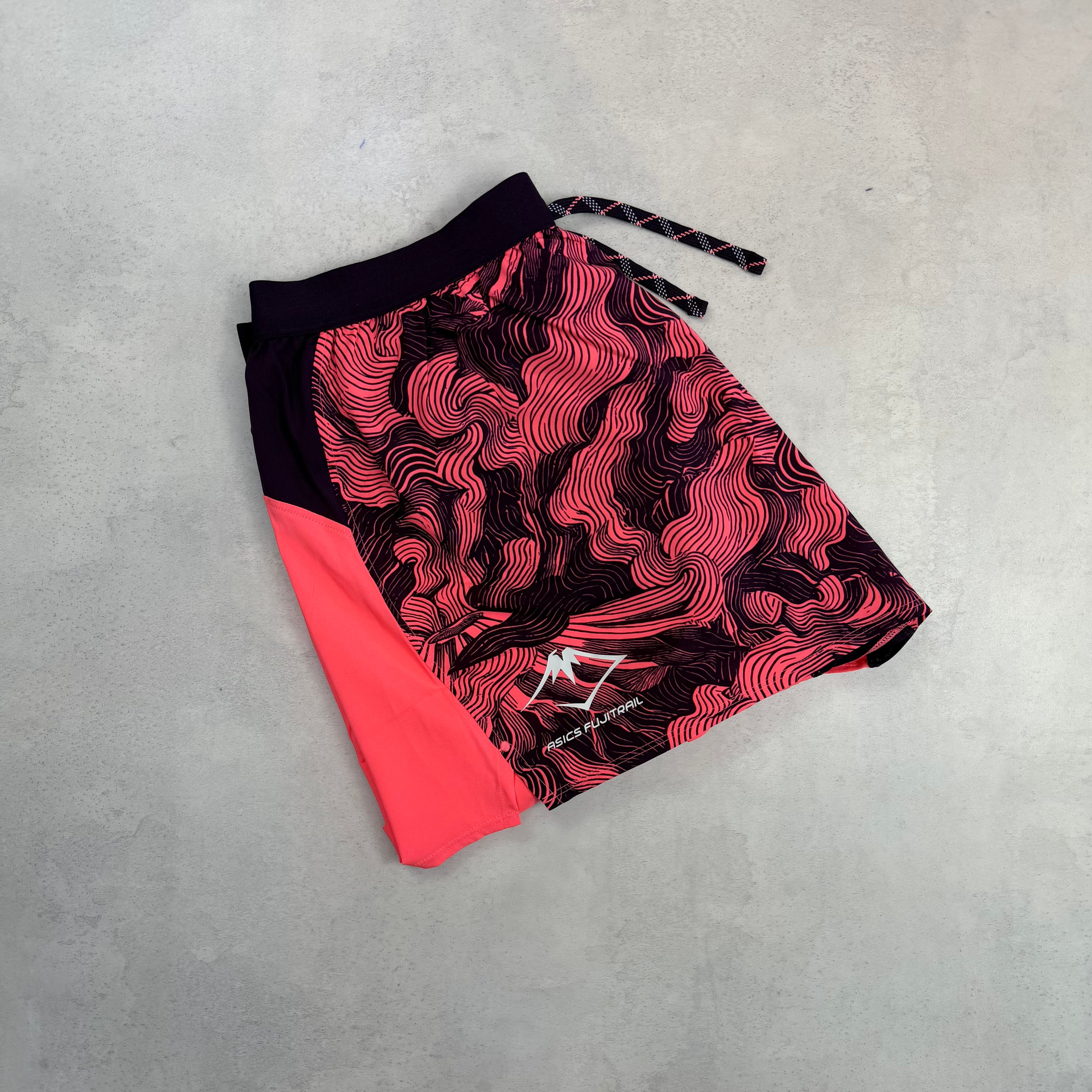 Asics Coral/Dark Aubergine Fujitrail Windrunner, T-Shirt & Shorts Trio Set