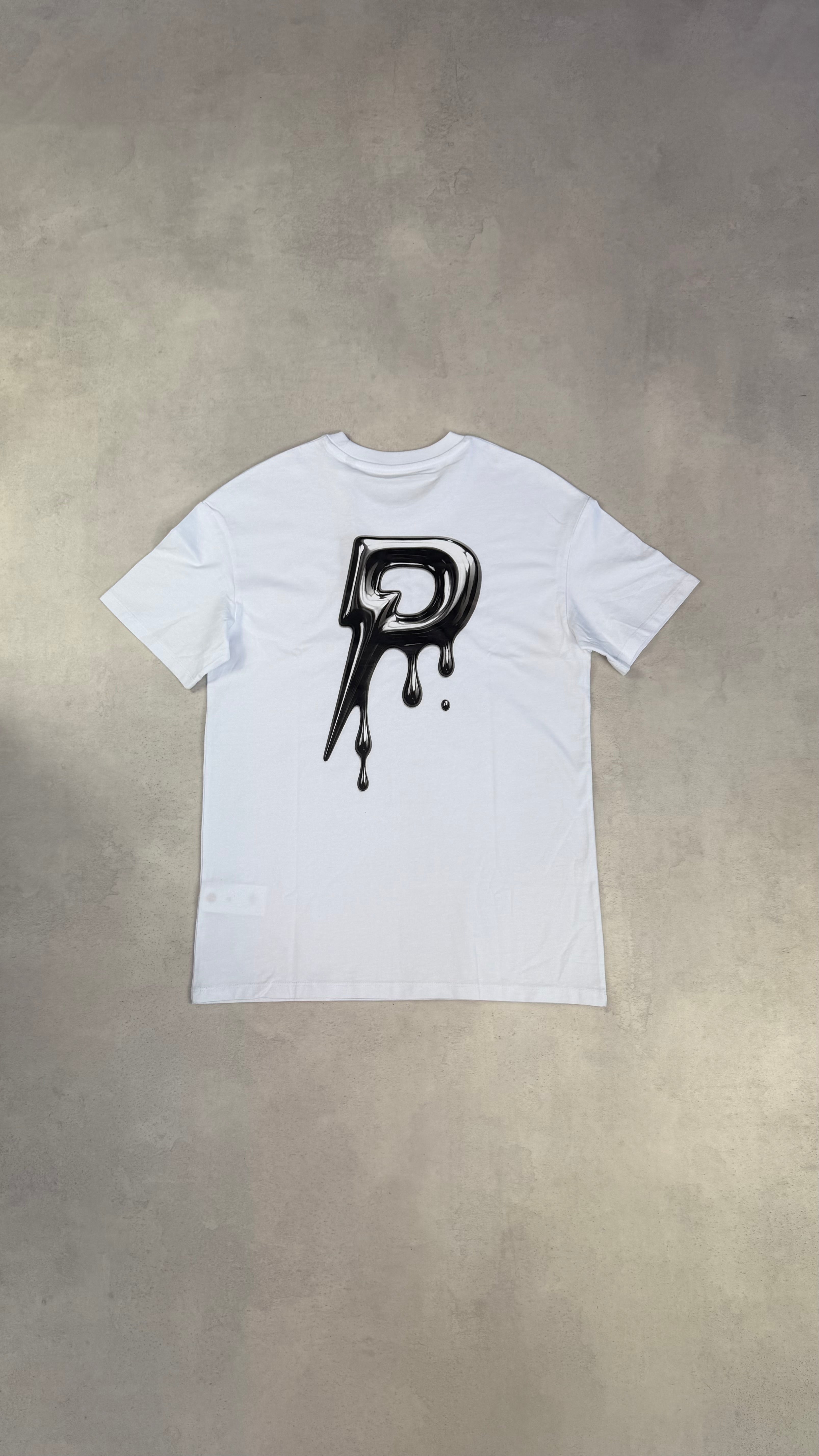 Patterned 'Drip' T-Shirt - White/Silver