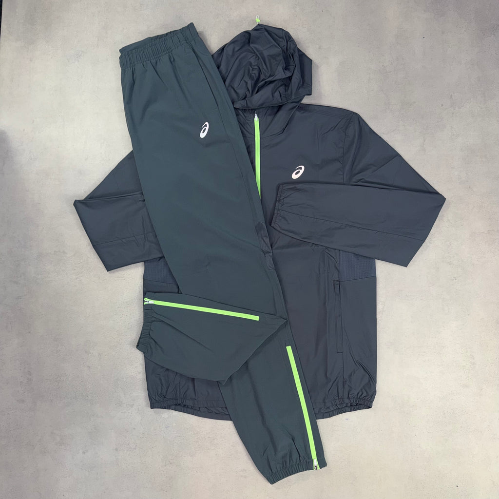 Asics Core Windrunner & Core Pants - Grey/Neon