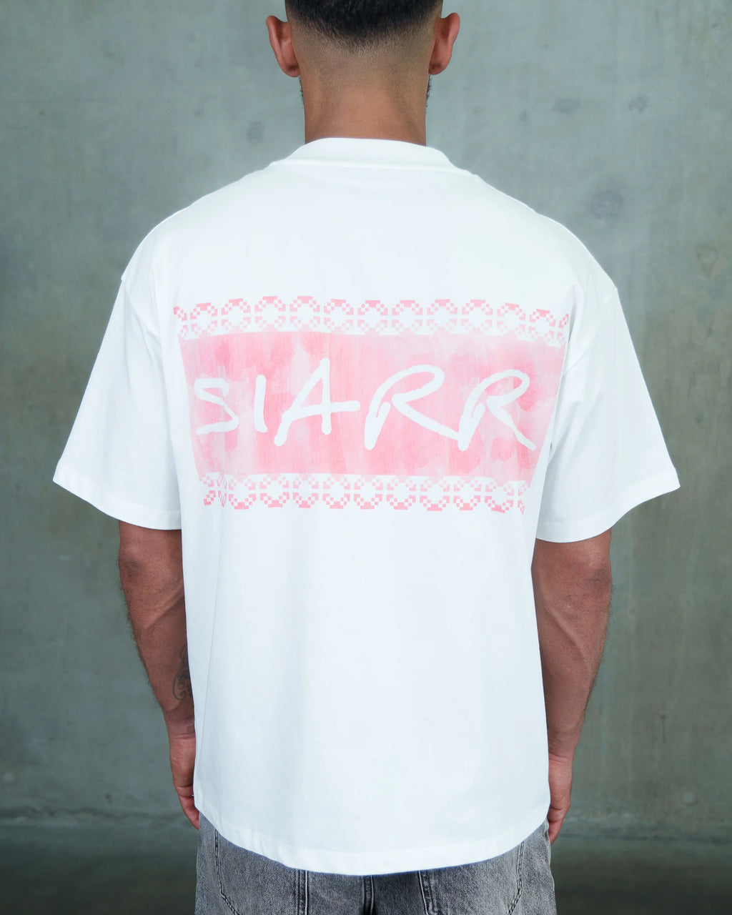 Siarr Pattern T-Shirt - White/Pink