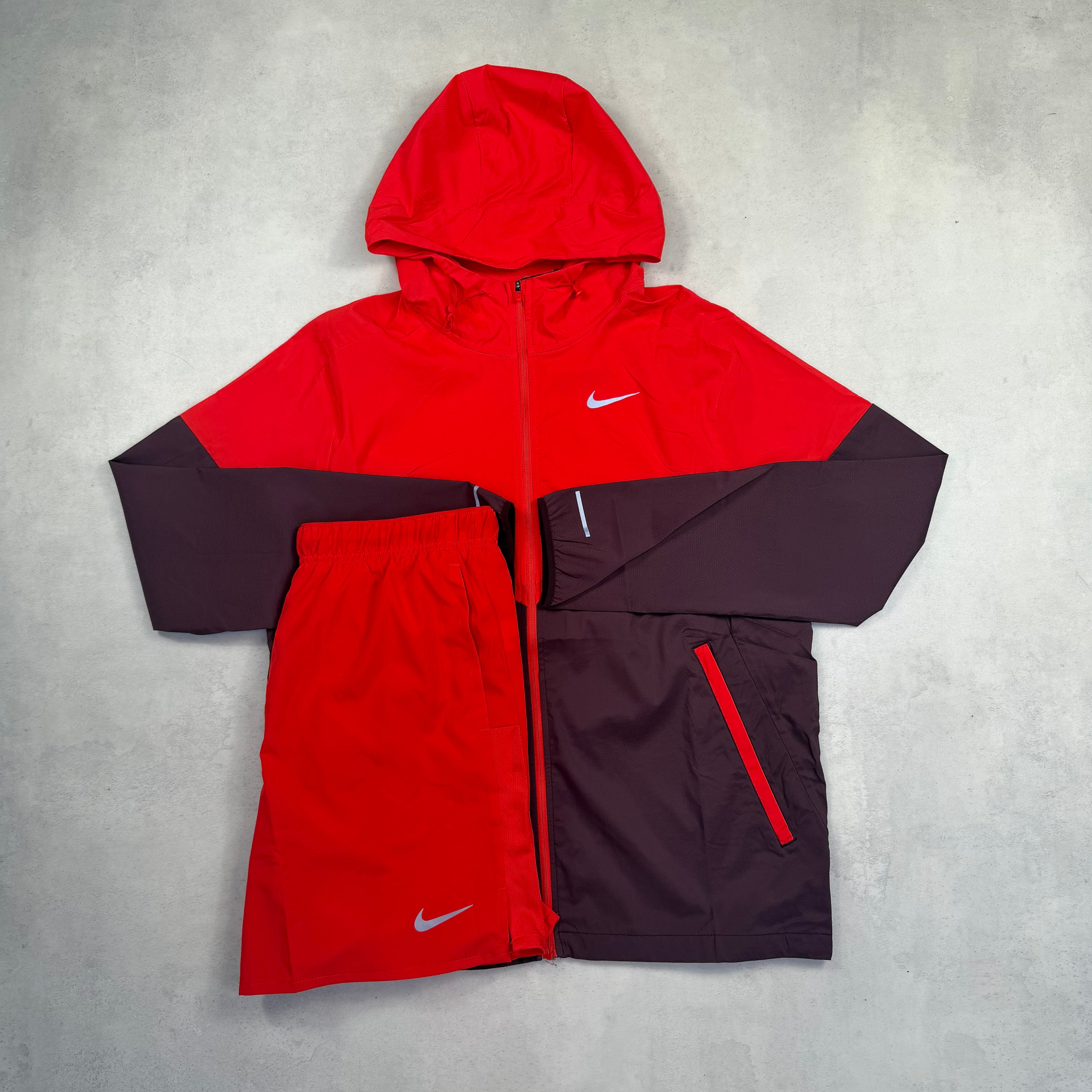 Nike Crimson Red/Maroon Windrunner & Challenger Shorts Duo Set