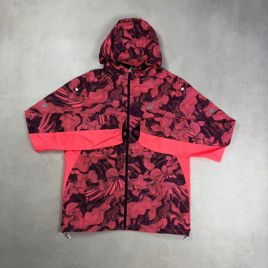 Asics Coral/Dark Aubergine Fujitrail Windrunner, T-Shirt & Shorts Trio Set