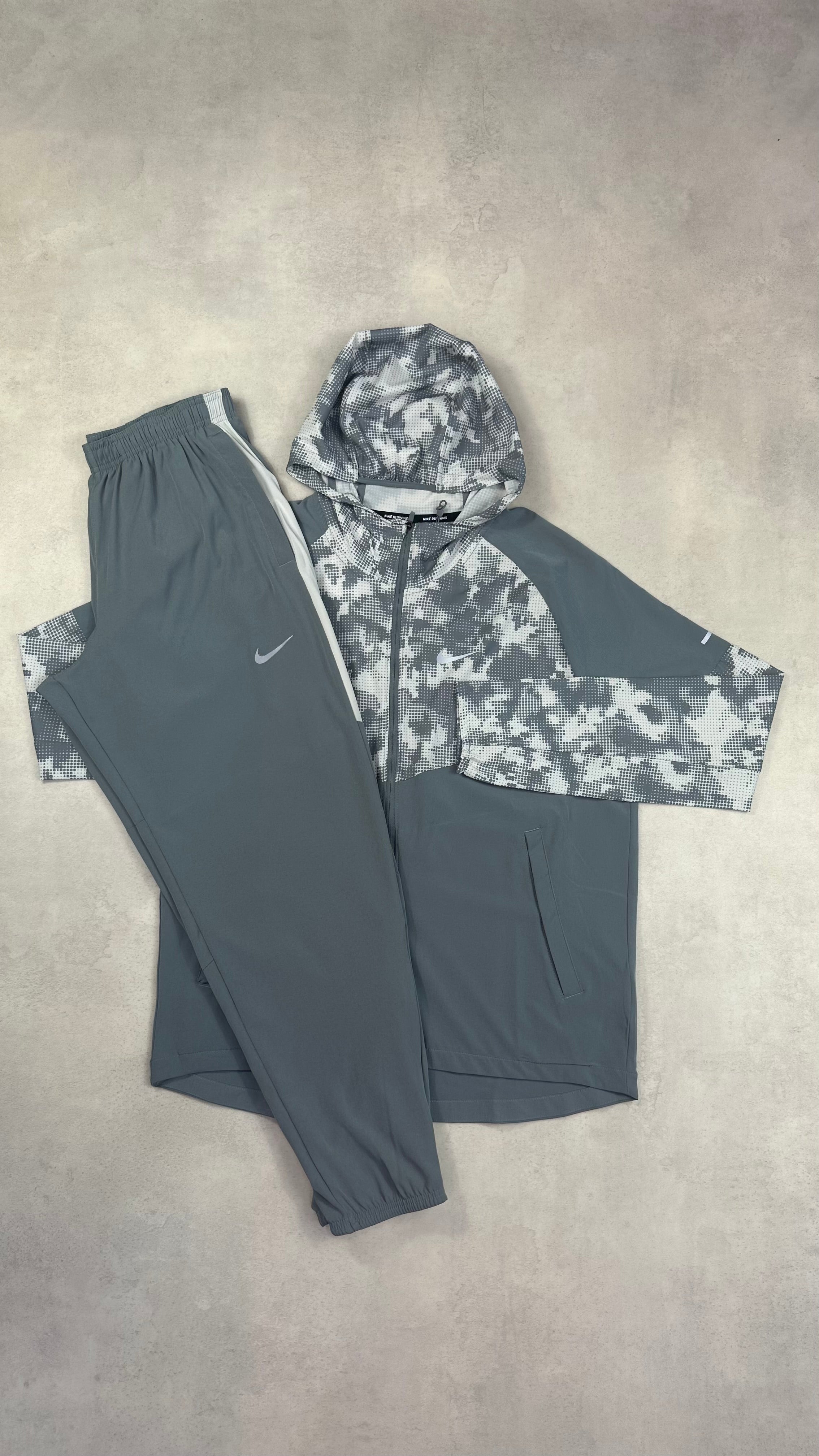 Nike Grey Digital Camo Windrunner & Grey/White Challenger Pants Tracksuit