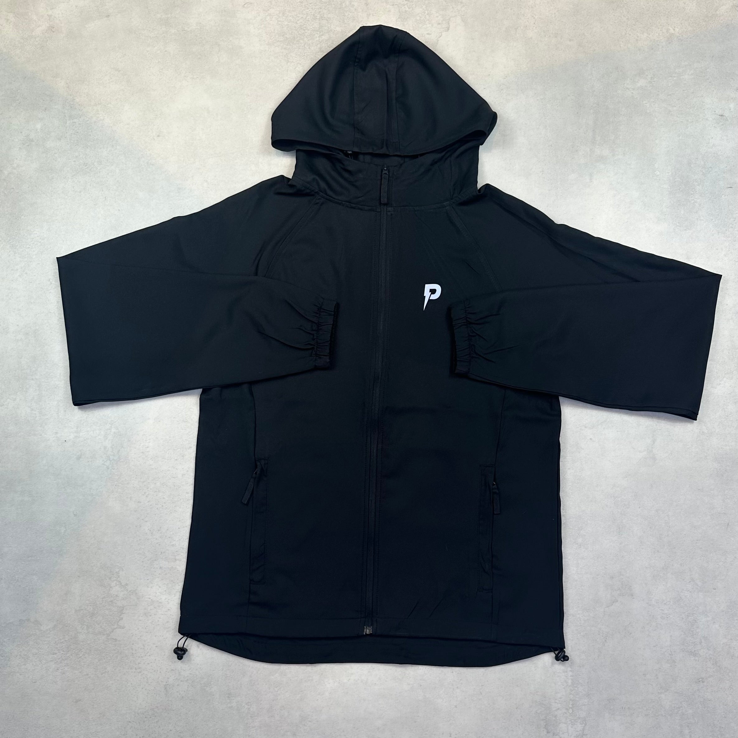 Patterned Black Logo Windrunner & Logo Pants Tracksuit