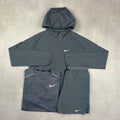 Nike Grey Windrunner, Grey Miler T-Shirt & Grey Challenger Shorts Trio Set