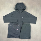 Nike Grey Windrunner, Grey Miler T-Shirt & Grey Challenger Shorts Trio Set