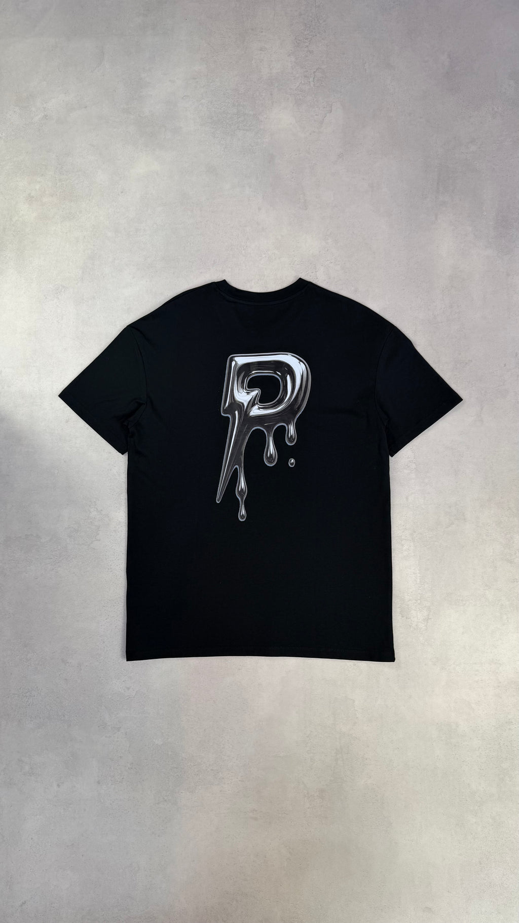 Patterned 'Drip' T-Shirt - Black/Silver