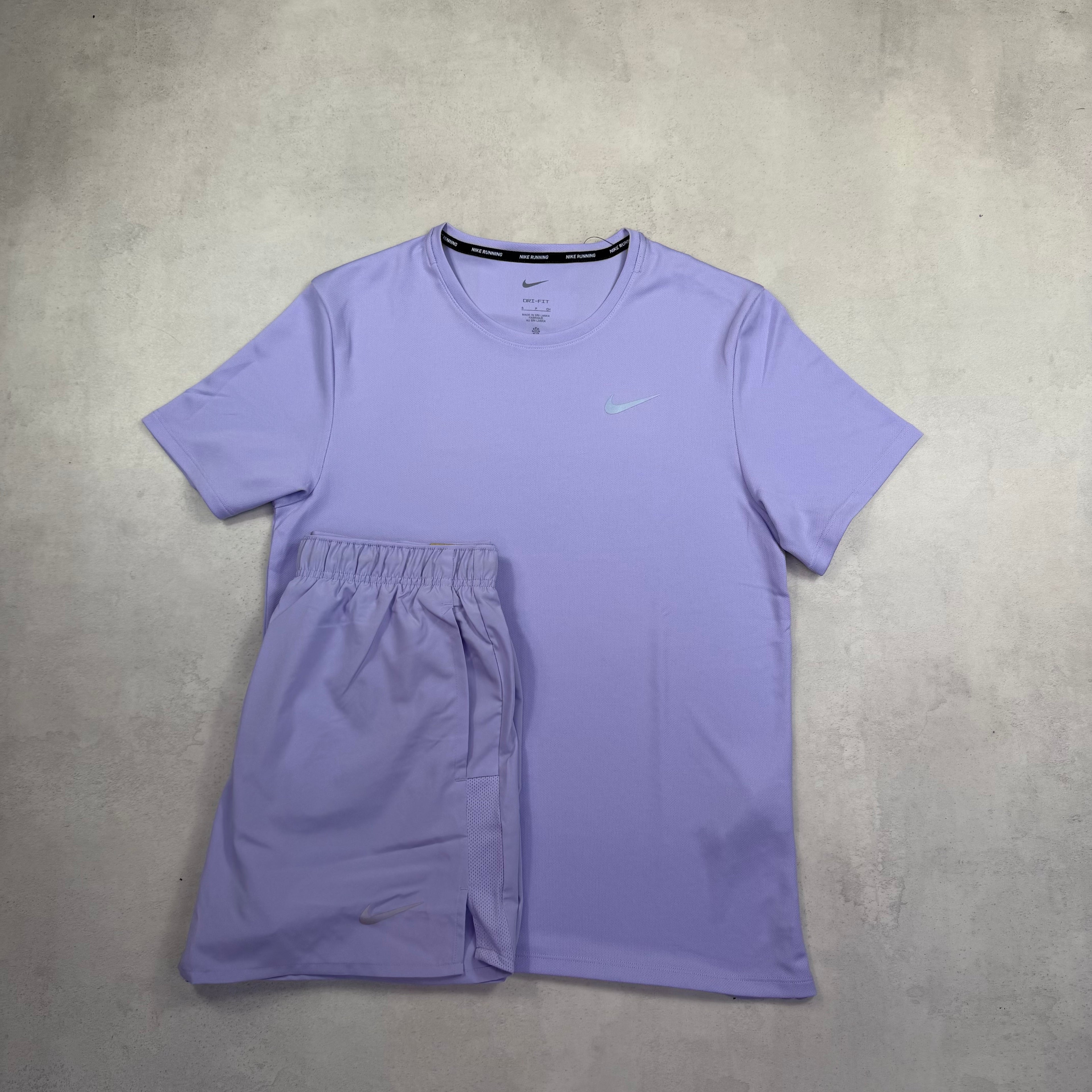 Nike Lilac Miler T-Shirt & Challenger Shorts Duo Set