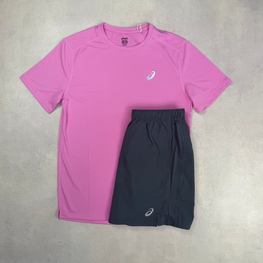 Asics Bubblegum Core T-Shirt & Carrier Grey Core Shorts Duo Set