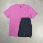 Asics Bubblegum Core T-Shirt & Carrier Grey Core Shorts Duo Set