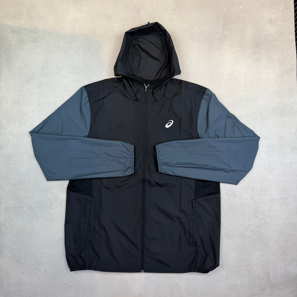 Asics Black/Grey Core Block Windrunner, T-Shirt & Shorts Trio Set