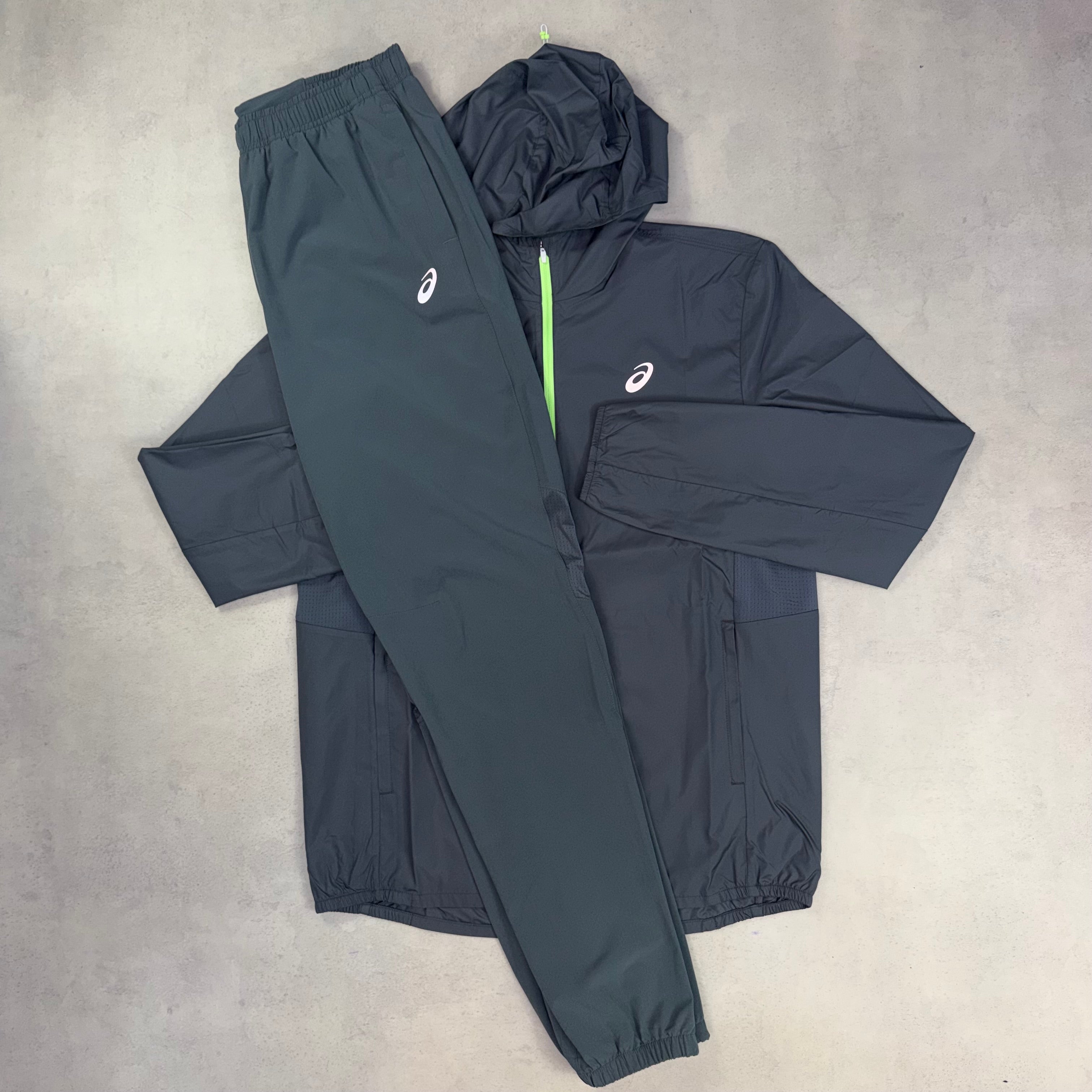 Asics Core Windrunner & Core Pants - Grey/Neon