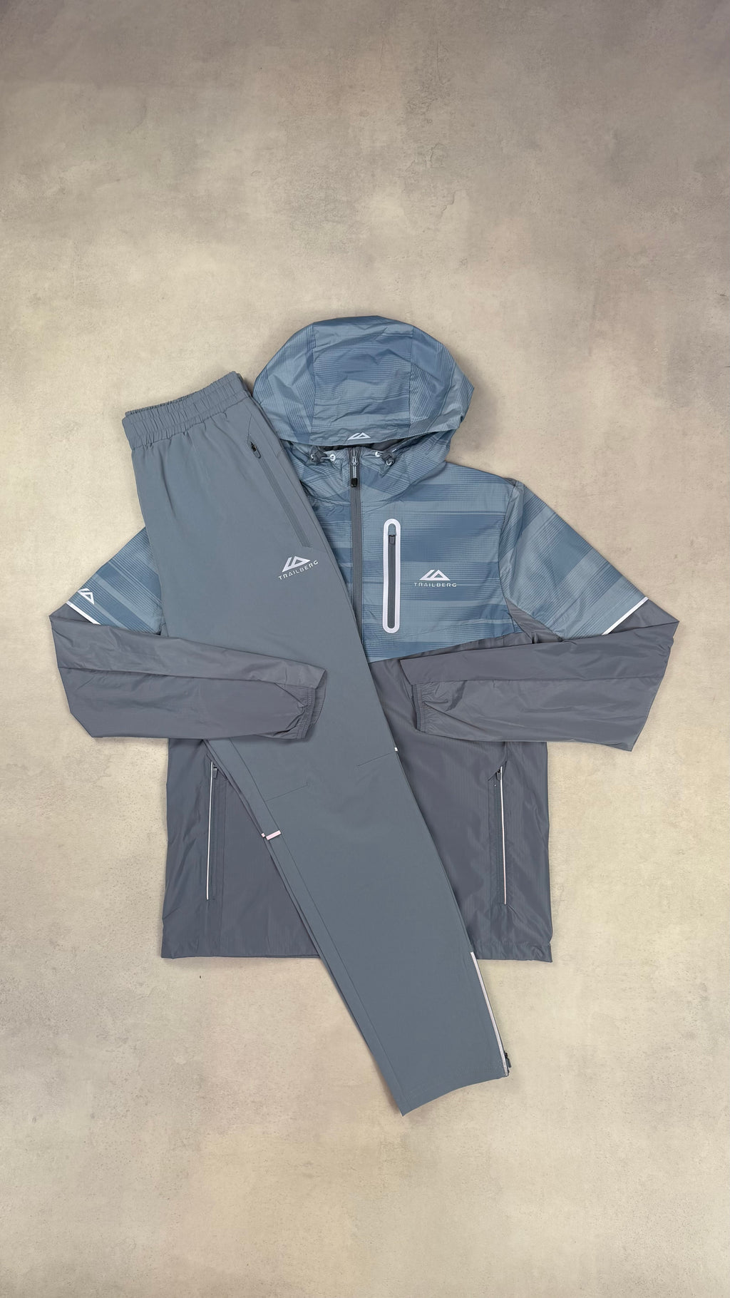 Trailberg Blue Fog/Grey Dimension Windrunner & Grey Dimension Pants Tracksuit