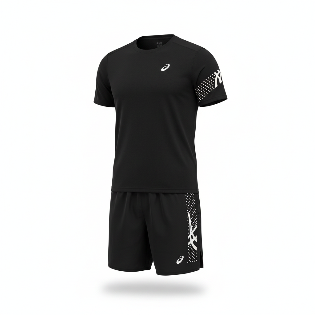 Asics Black Icon T-Shirt & Shorts Duo Set