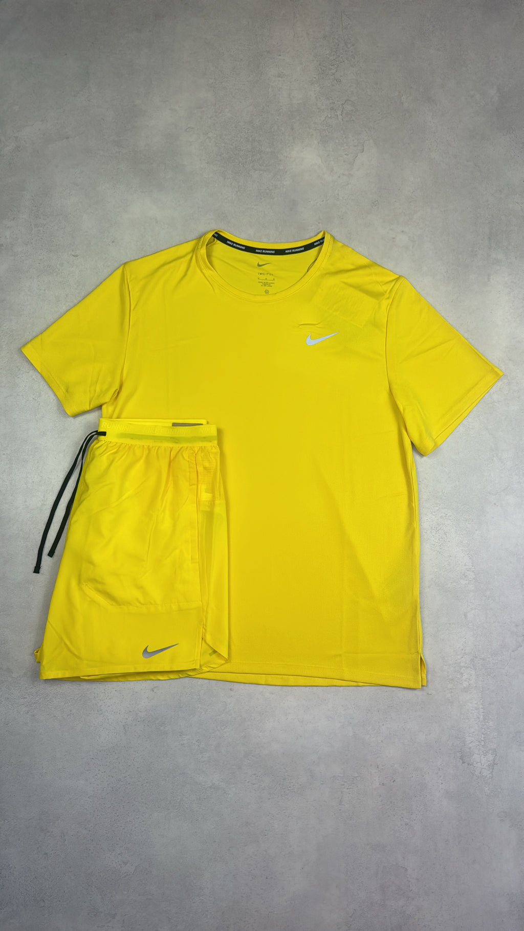Nike Lightning Yellow Miler T-Shirt & Challenger Shorts Duo Set