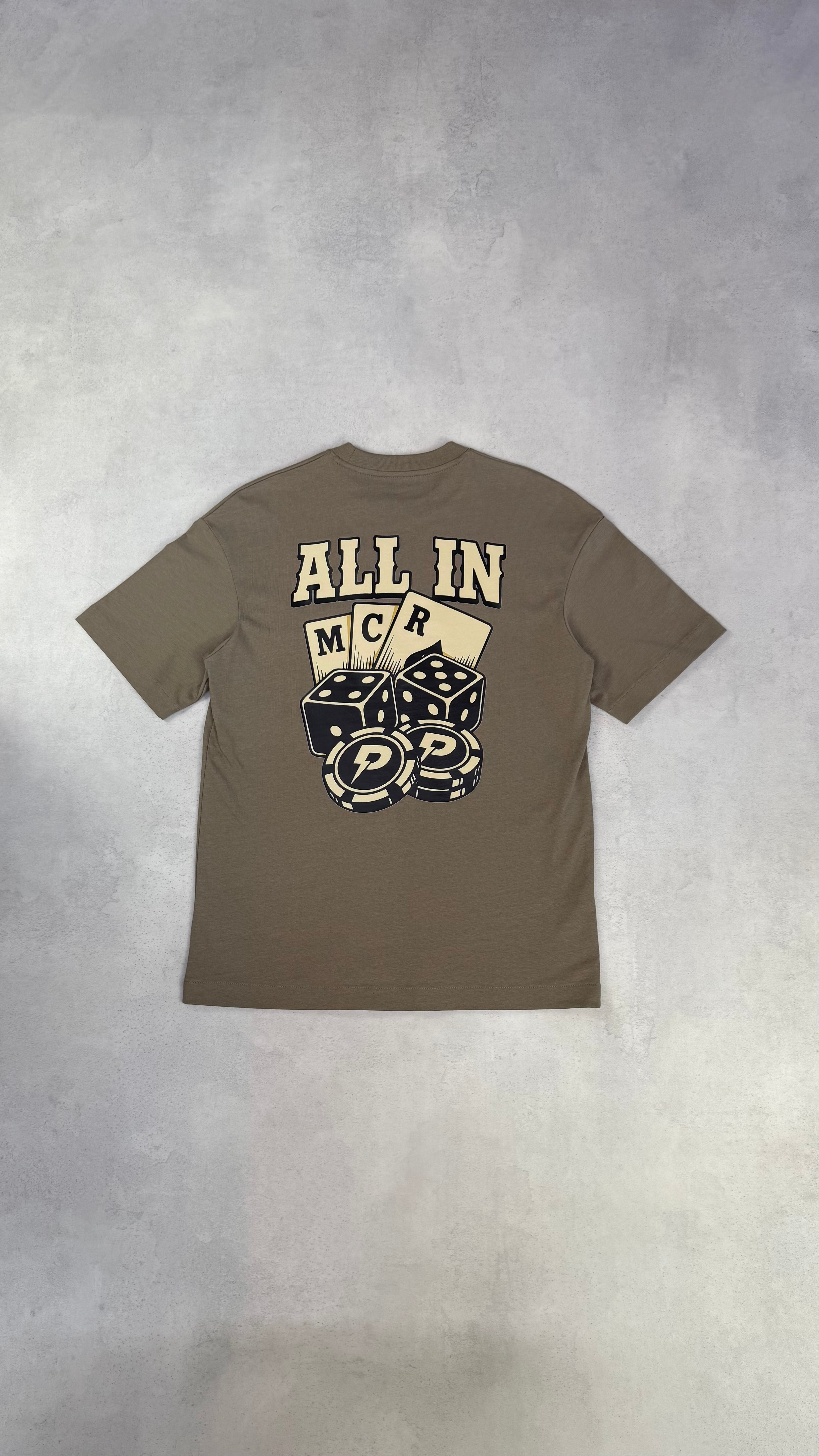 Patterned 'All In' T-Shirt - Khaki