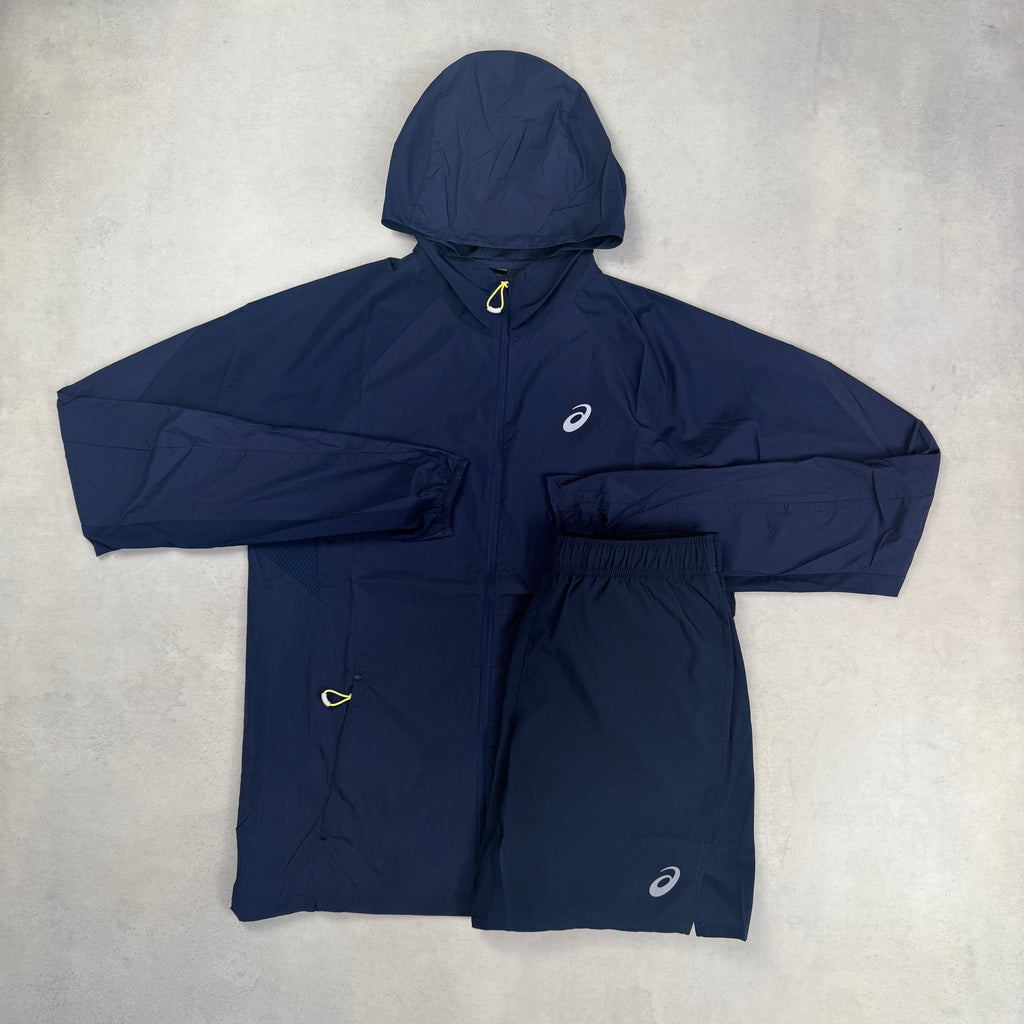 Asics Midnight Navy Windrunner & Core Shorts Duo Set