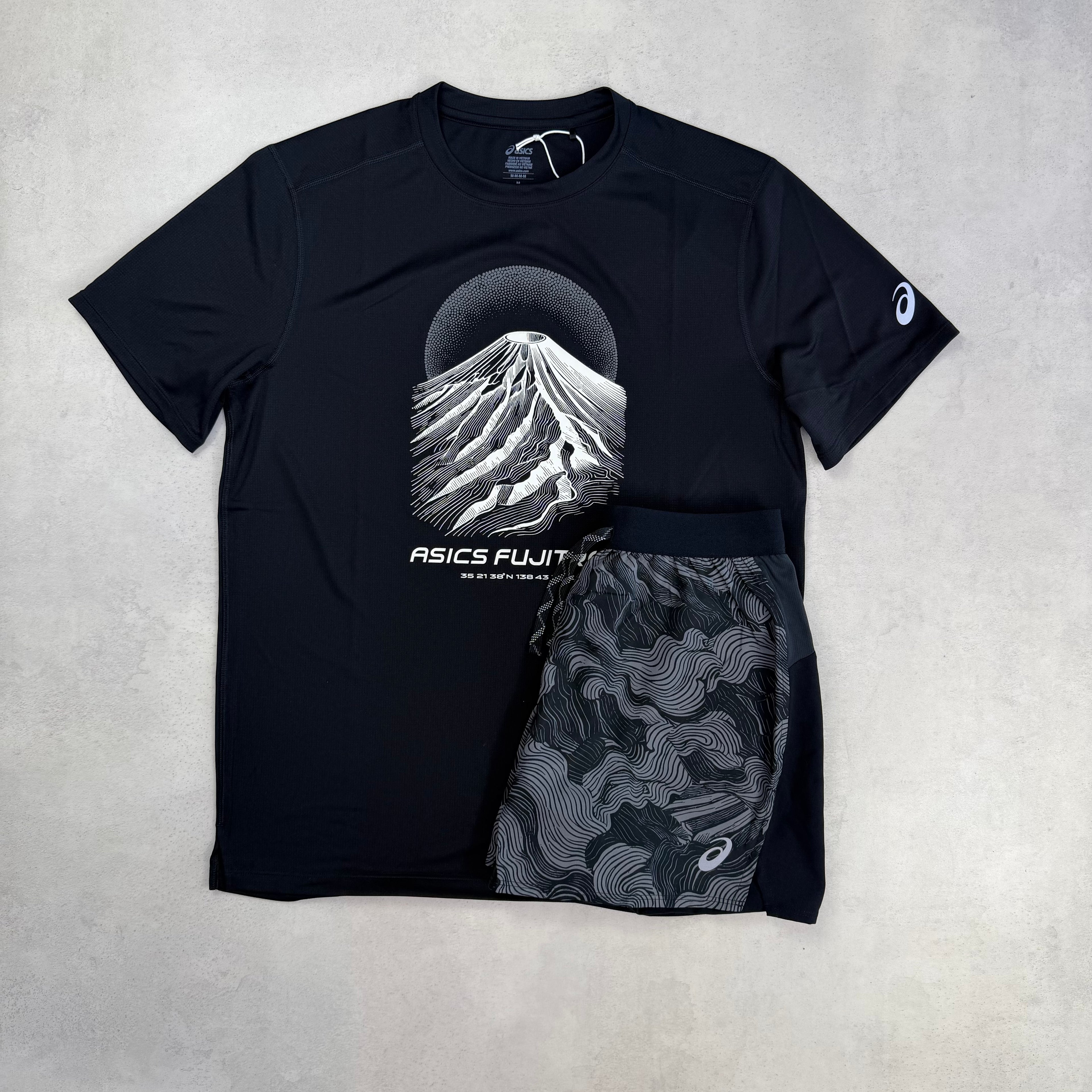 Asics Black Fujitrail T-Shirt & Shorts Duo Set