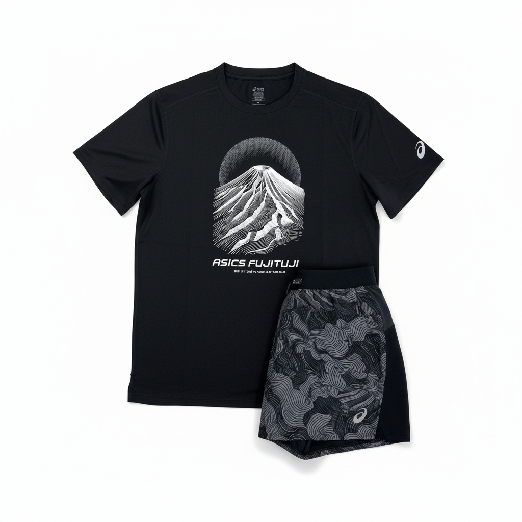 Asics Black Fujitrail T-Shirt & Shorts Duo Set
