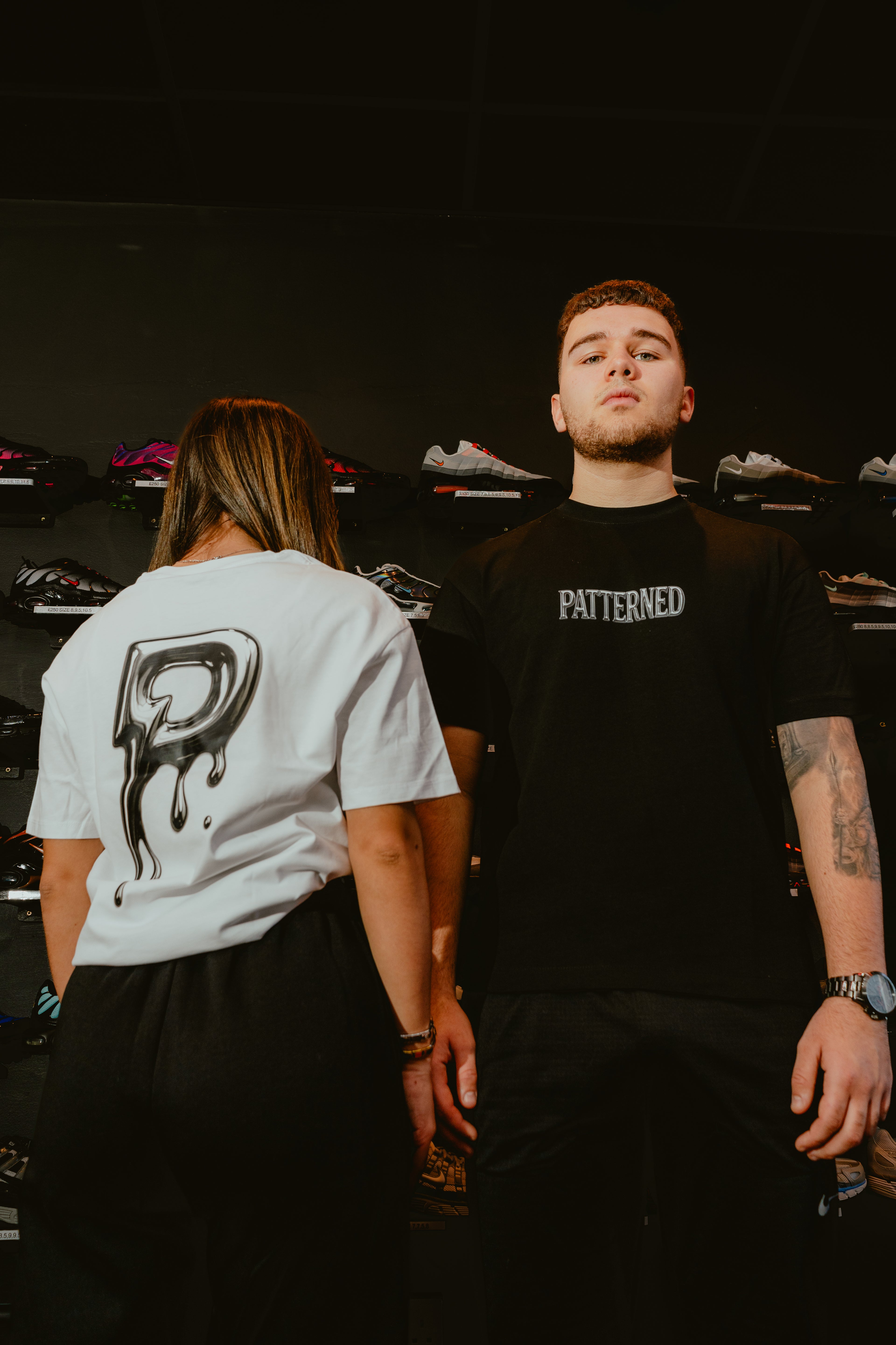 Patterned 'Drip' T-Shirt Black/Silver