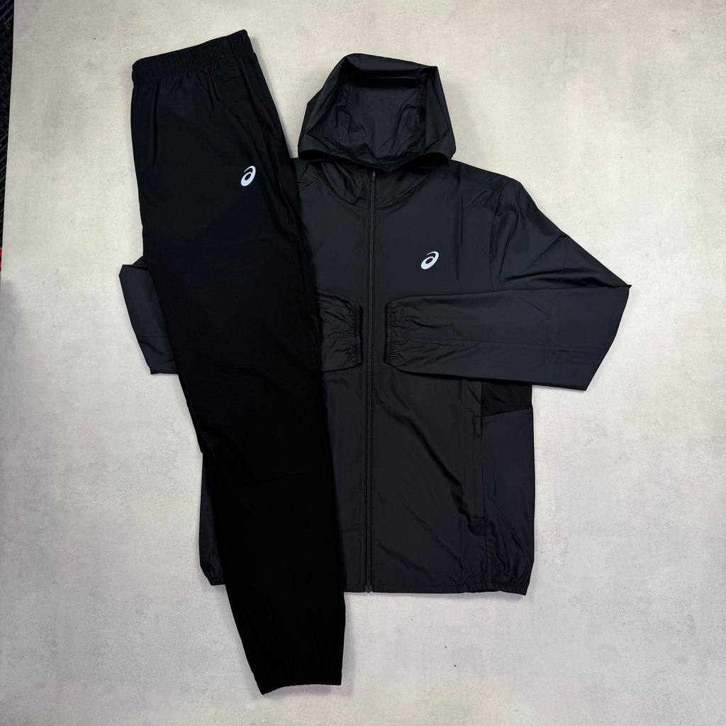 Asics Black Core Windrunner & Black Core Pants Tracksuit