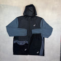 Asics Black/Grey Core Block Windrunner, T-Shirt & Shorts Trio Set