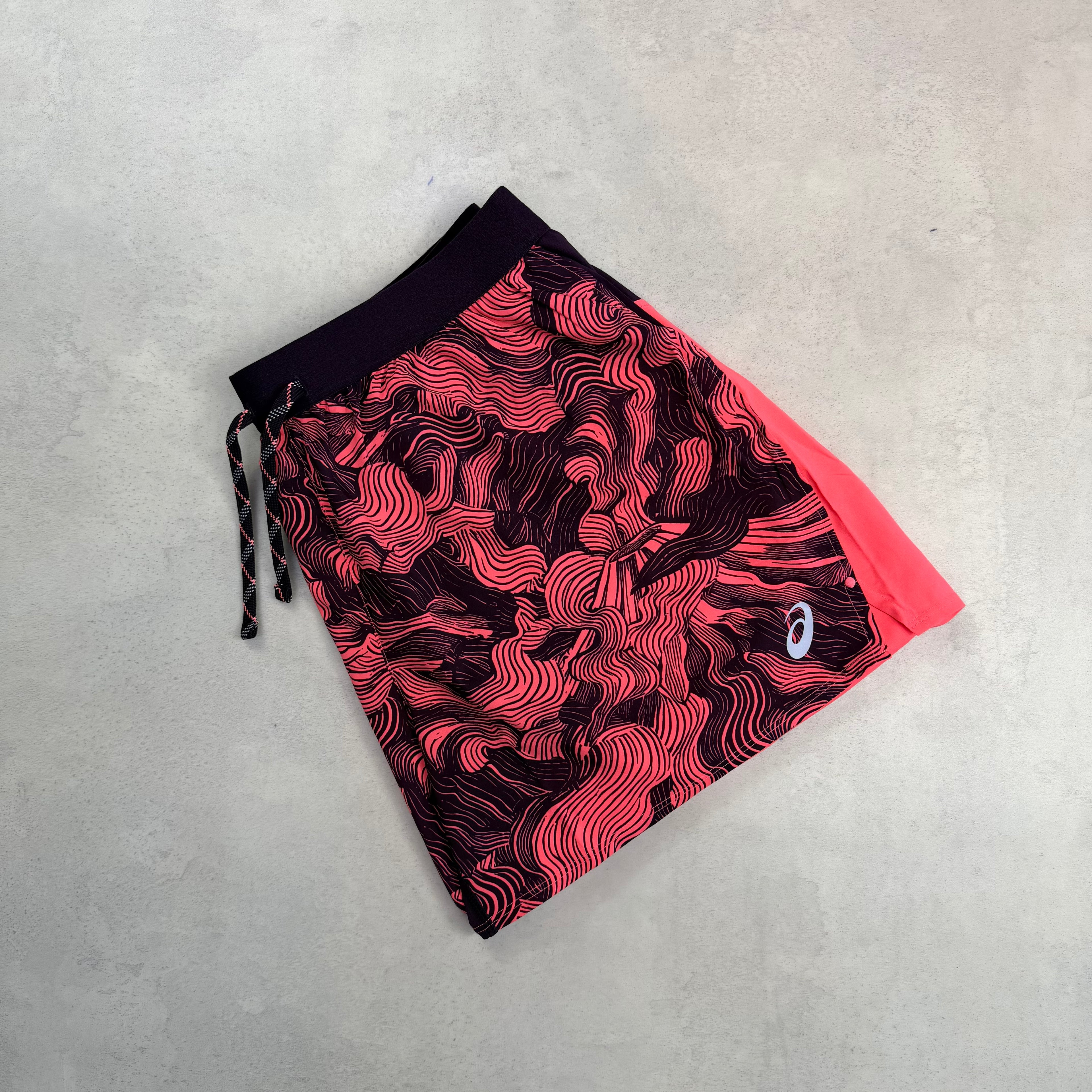 Asics Coral/Dark Aubergine Fujitrail Windrunner, T-Shirt & Shorts Trio Set