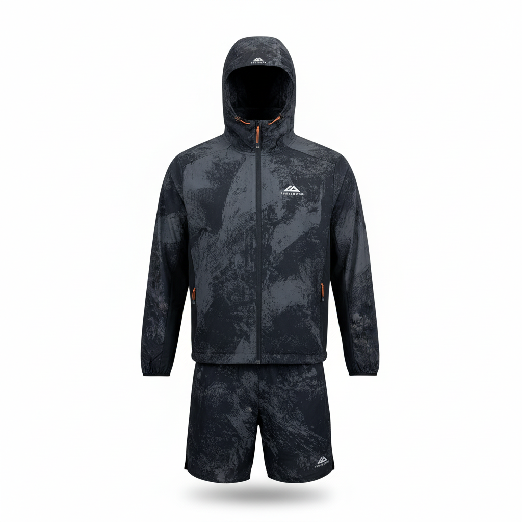 Trailberg Black Fragment 2.0 Windrunner, T-Shirt & Shorts Trio Set