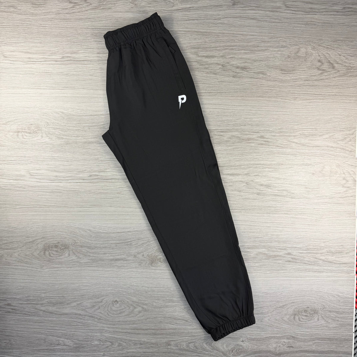 Patterned P Logo Pants - Black