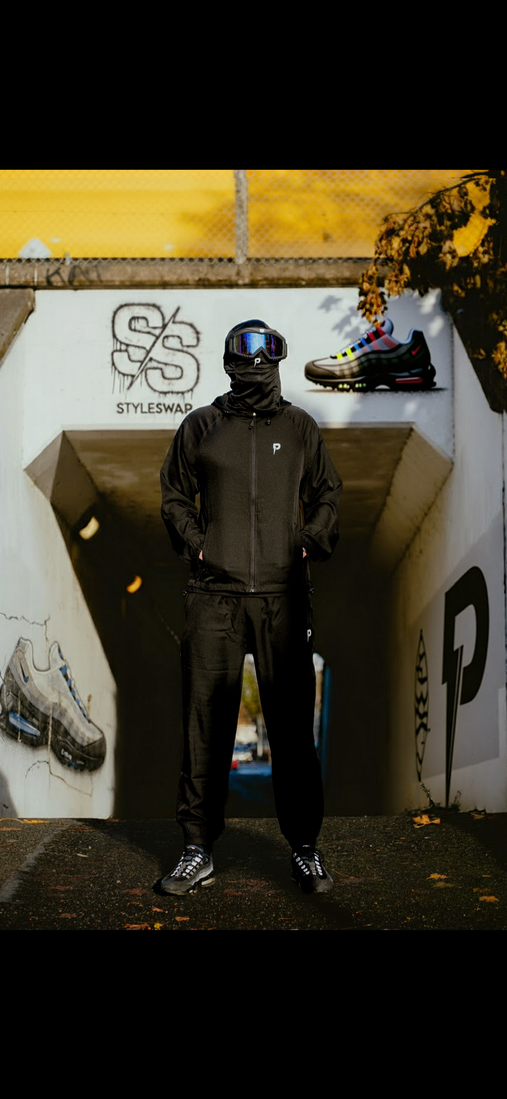 Patterned Logo Black Tracksuit