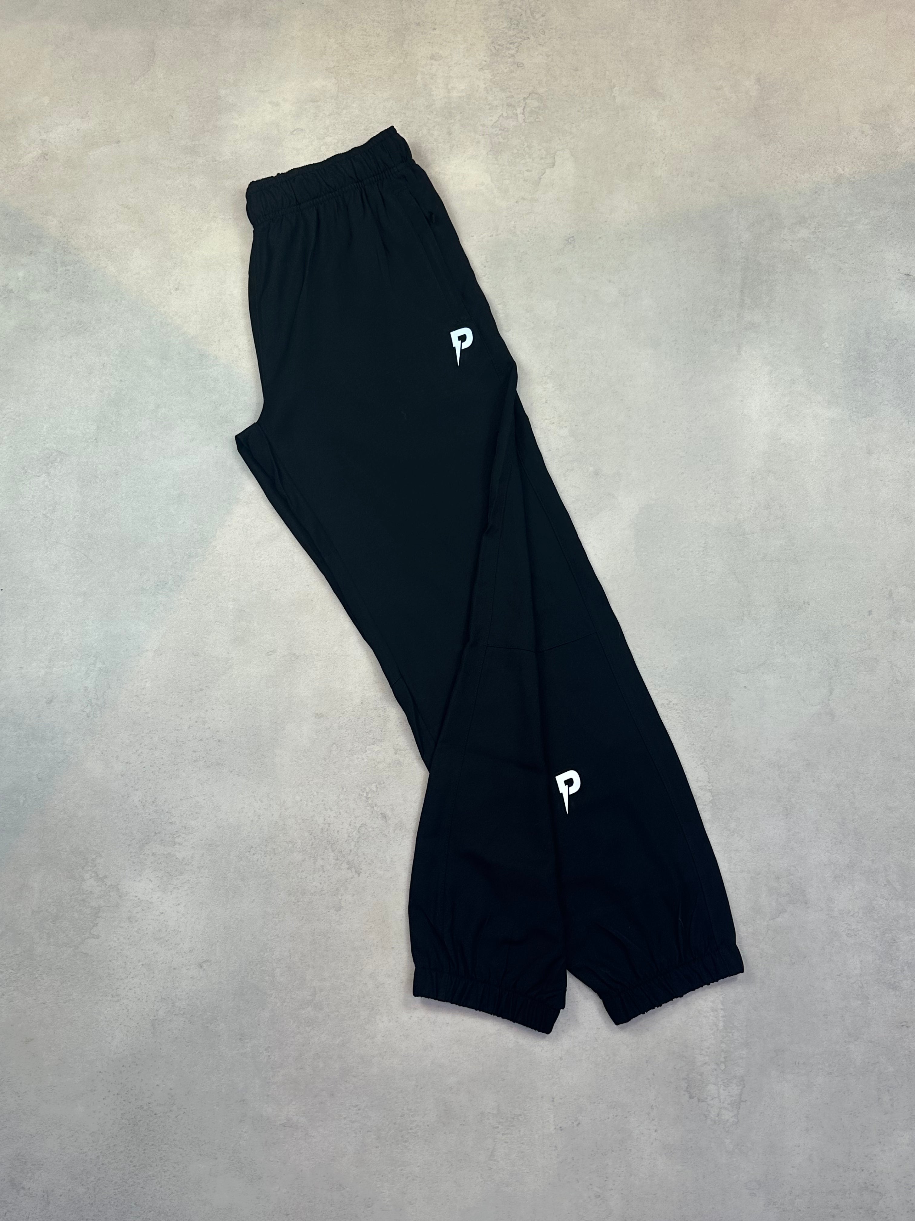 Patterned P Logo Pants - Black