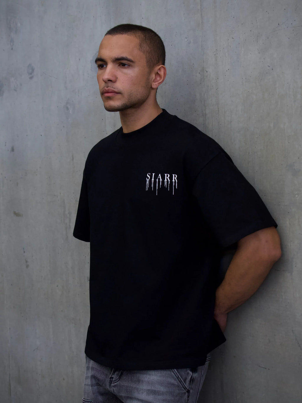 Siarr Relaxed Drip T-Shirt - Black