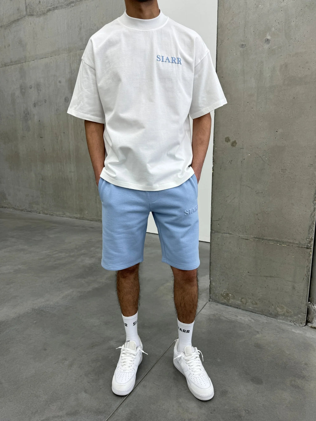 Siarr Puff T-Shirt - White / Baby Blue