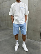 Siarr Puff T-Shirt - White / Baby Blue