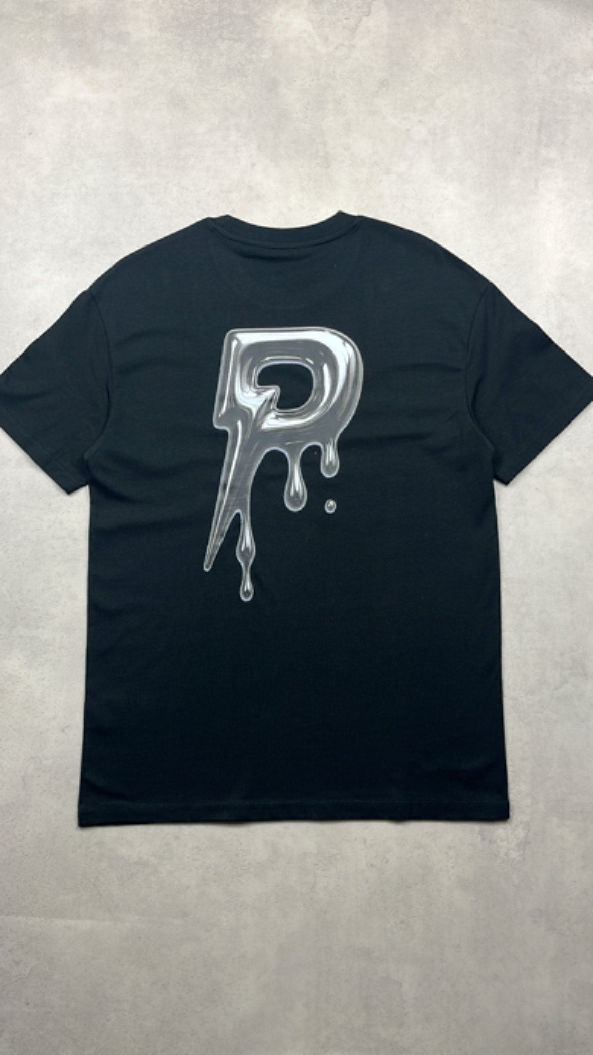 Patterned 'Drip' T-Shirt Black/Silver