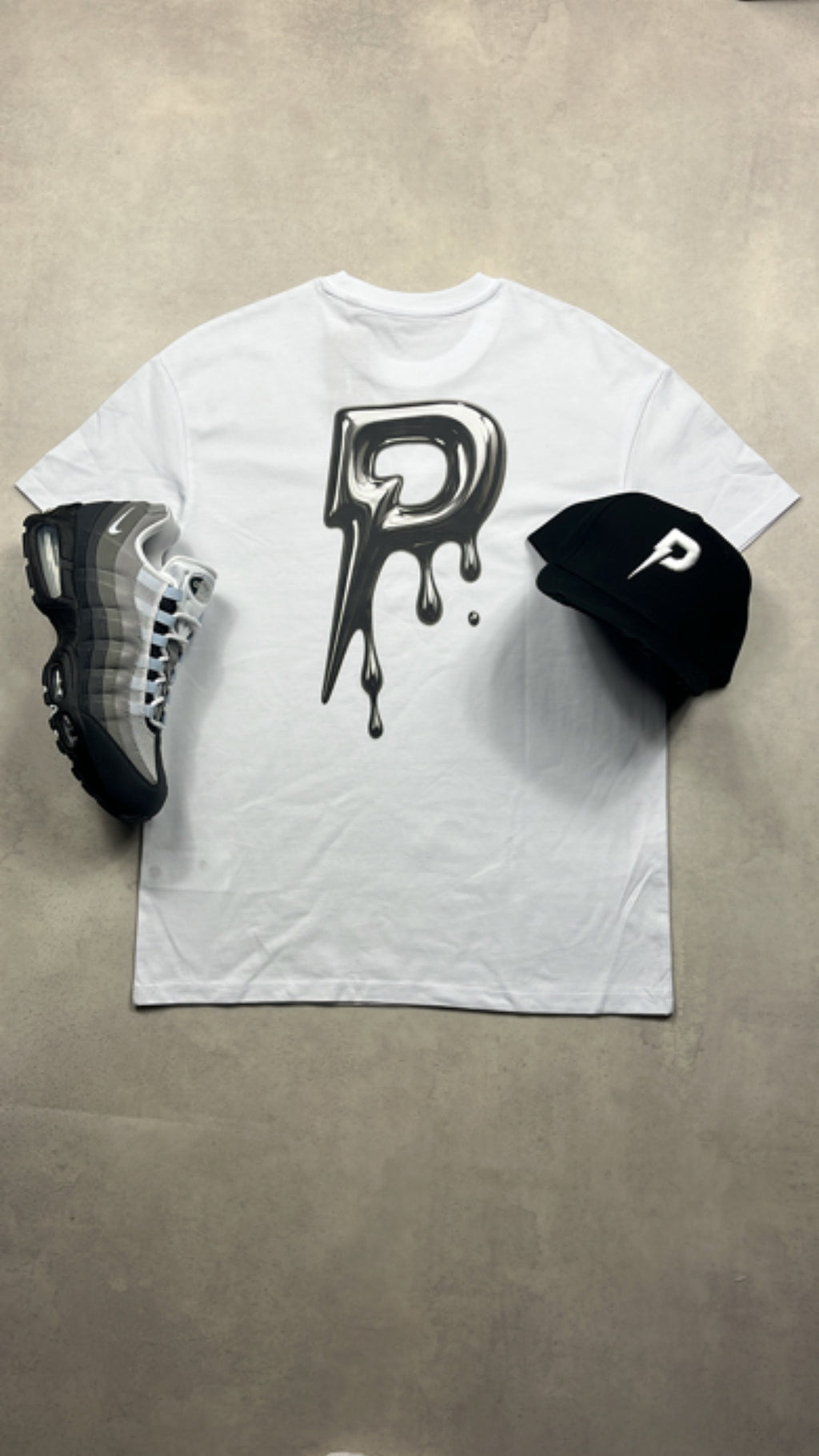 Patterned 'Drip' T-Shirt White/Silver