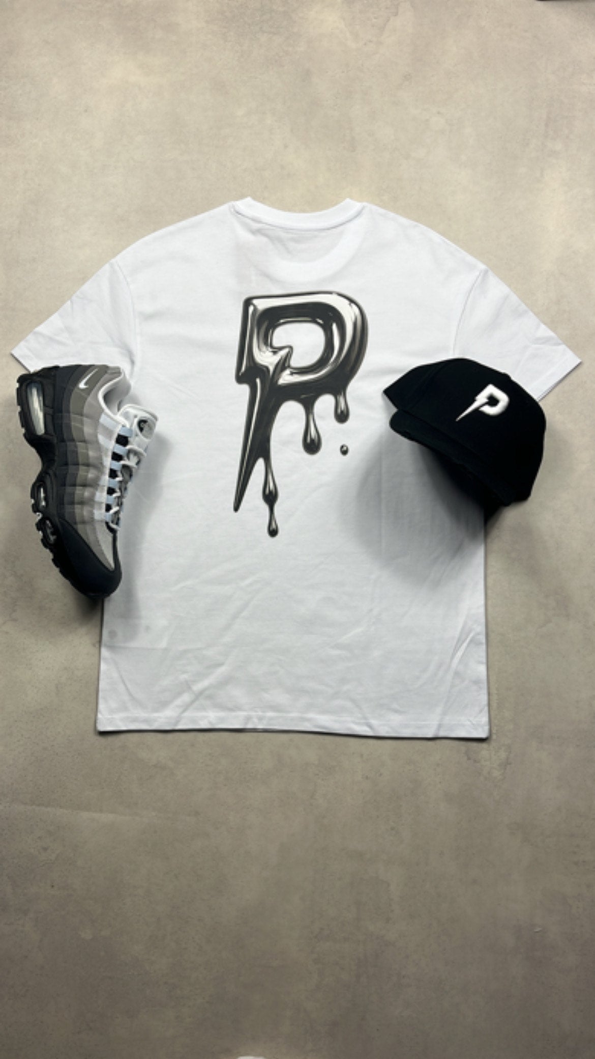 Patterned 'Drip' T-Shirt White/Silver