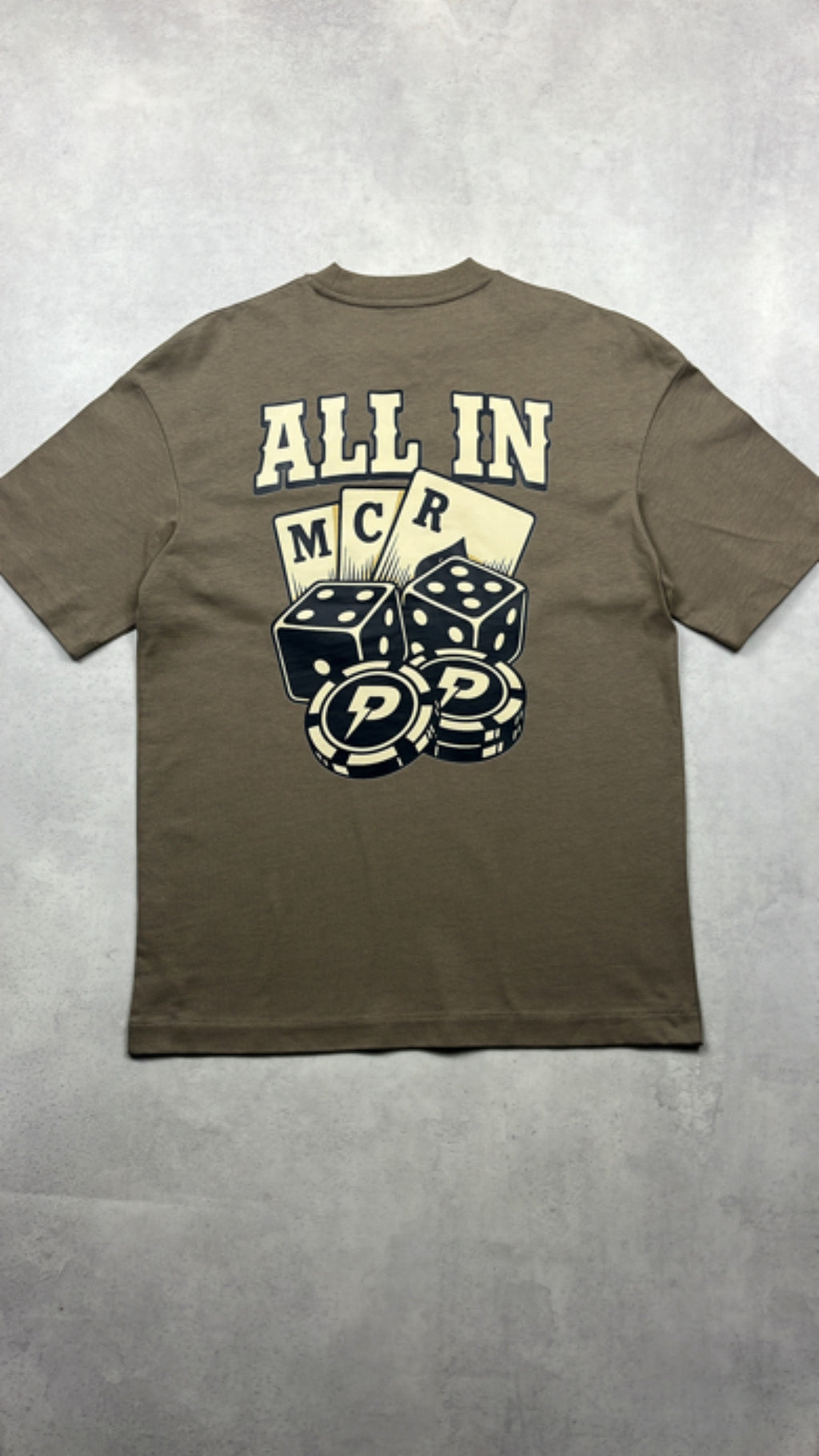 Patterned 'All In' T-Shirt - Khaki