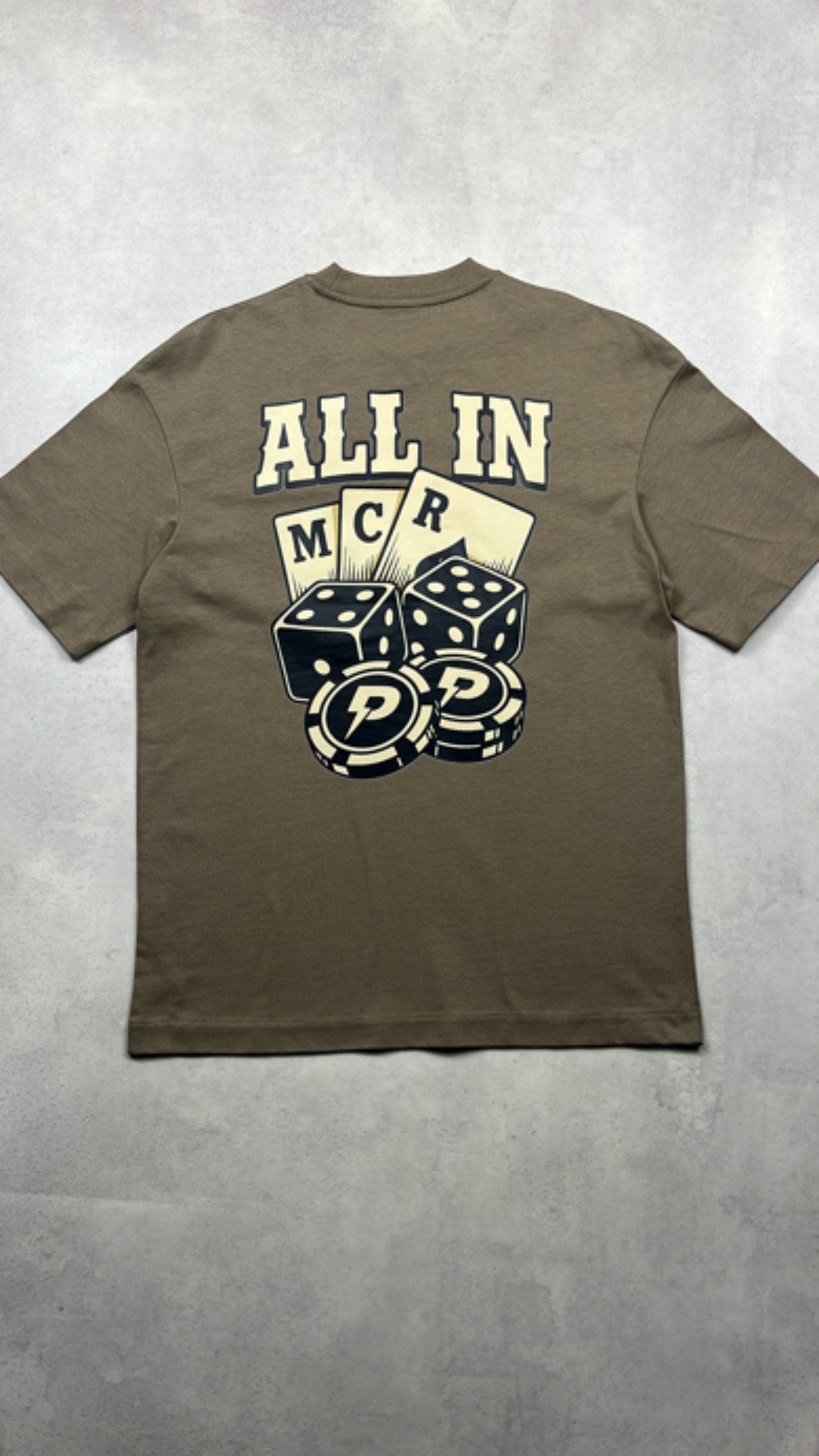 Patterned 'All In' T-Shirt - Khaki