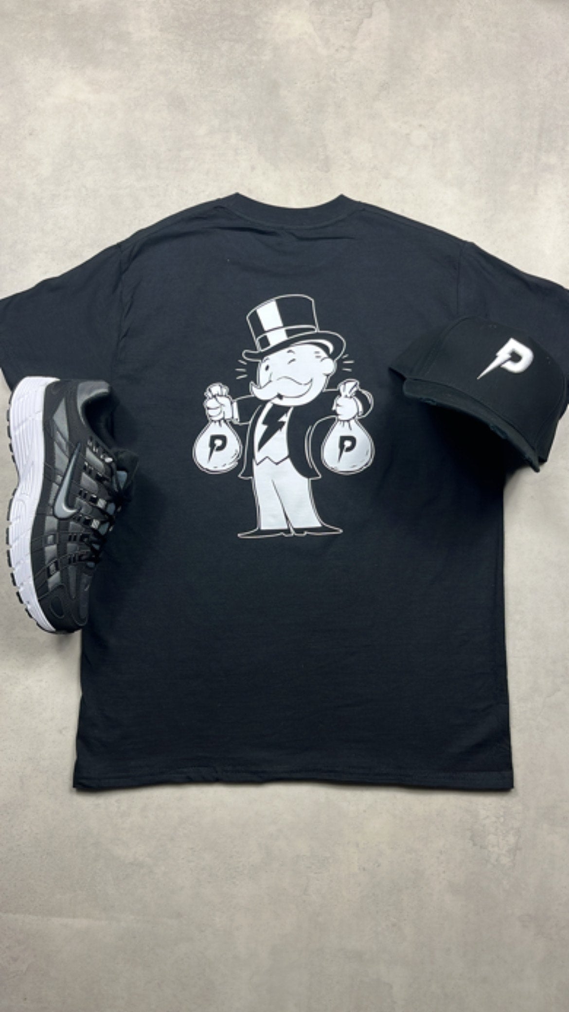 Patterned Monopoly T-Shirt - Black