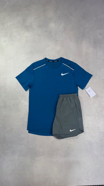 Nike Green Abyss Miler T-Shirt & Grey Challenger Shorts Duo Set