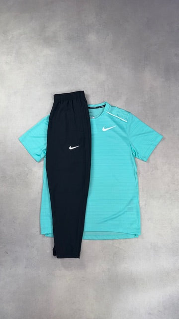 Nike Mint (New Season) Miler T-Shirt & Black Challenger Pants Duo Set